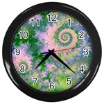 Rose Apple Green Dreams, Abstract Water Garden Wall Clock (Black)