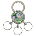 Rose Apple Green Dreams, Abstract Water Garden 3-Ring Key Chain