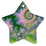 Rose Apple Green Dreams, Abstract Water Garden Star Ornament (Two Sides)