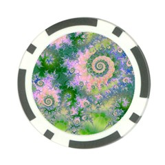 Rose Apple Green Dreams, Abstract Water Garden Poker Chip from ArtsNow.com Back