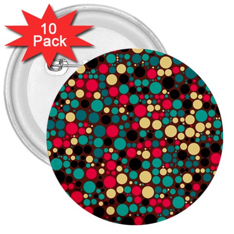 Retro 3  Button (10 pack) from ArtsNow.com Front