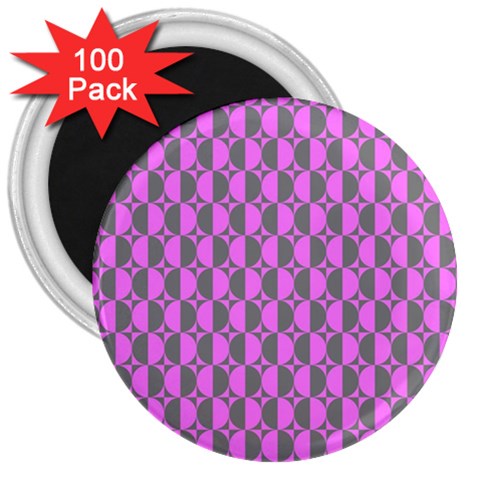 Retro 3  Button Magnet (100 pack) from ArtsNow.com Front