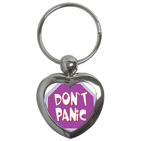 Purple Don t Panic Sign Key Chain (Heart) from ArtsNow.com Front