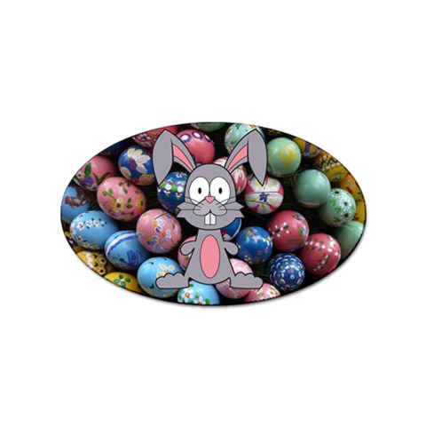 Easter Egg Bunny Treasure Sticker (Oval) from ArtsNow.com Front