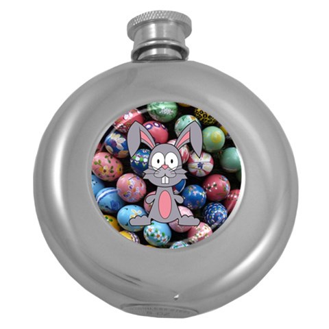 Easter Egg Bunny Treasure Hip Flask (Round) from ArtsNow.com Front