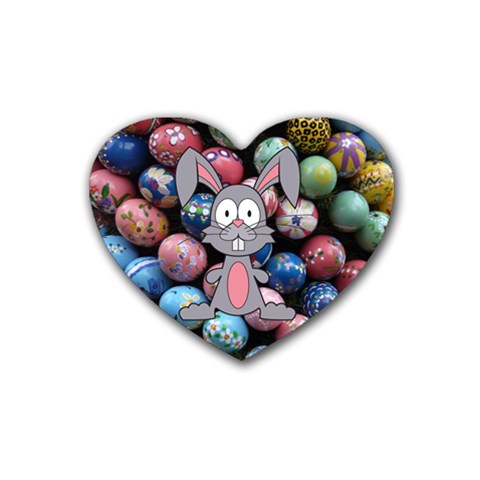 Easter Egg Bunny Treasure Drink Coasters 4 Pack (Heart)  from ArtsNow.com Front