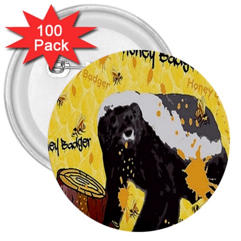 Honeybadgersnack 3  Button (100 pack) from ArtsNow.com Front