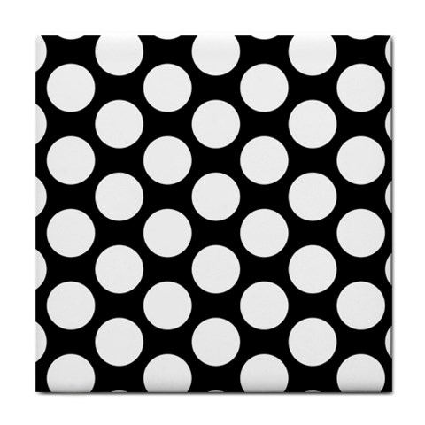 Black And White Polkadot Ceramic Tile from ArtsNow.com Front