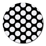 Black And White Polkadot 8  Mouse Pad (Round)