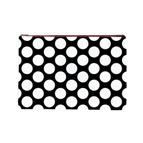 Black And White Polkadot Cosmetic Bag (Large) from ArtsNow.com Front