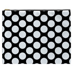 Black And White Polkadot Cosmetic Bag (XXXL) from ArtsNow.com Front