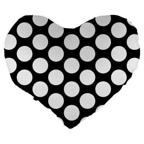 Black And White Polkadot 19  Premium Heart Shape Cushion from ArtsNow.com Back