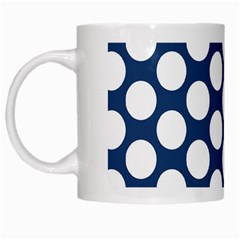 Dark Blue Polkadot White Coffee Mug from ArtsNow.com Left