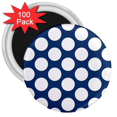 Dark Blue Polkadot 3  Button Magnet (100 pack) from ArtsNow.com Front