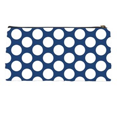 Dark Blue Polkadot Pencil Case from ArtsNow.com Back