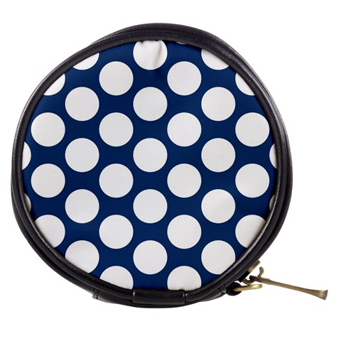 Dark Blue Polkadot Mini Makeup Case from ArtsNow.com Front