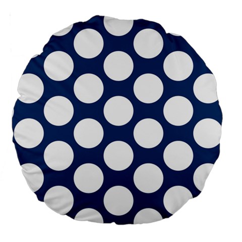 Dark Blue Polkadot 18  Premium Round Cushion  from ArtsNow.com Front