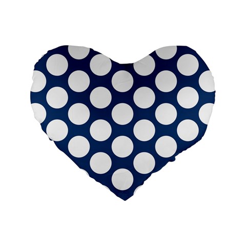 Dark Blue Polkadot 16  Premium Heart Shape Cushion  from ArtsNow.com Front