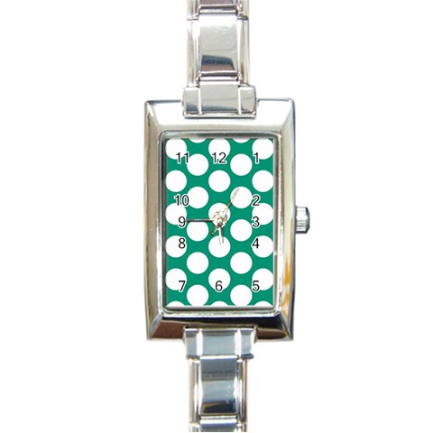 Emerald Green Polkadot Rectangular Italian Charm Watch from ArtsNow.com Front