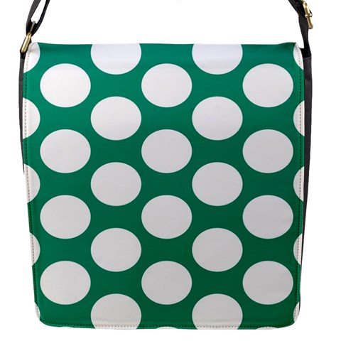Emerald Green Polkadot Flap Closure Messenger Bag (Small) from ArtsNow.com Front
