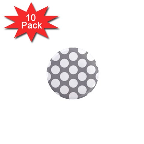 Grey Polkadot 1  Mini Button Magnet (10 pack) from ArtsNow.com Front
