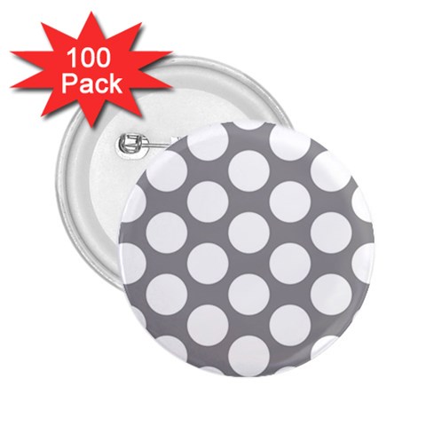 Grey Polkadot 2.25  Button (100 pack) from ArtsNow.com Front