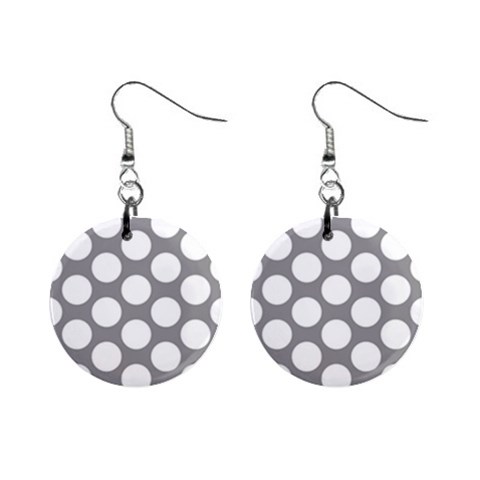 Grey Polkadot Mini Button Earrings from ArtsNow.com Front