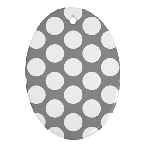 Grey Polkadot Oval Ornament (Two Sides) from ArtsNow.com Back
