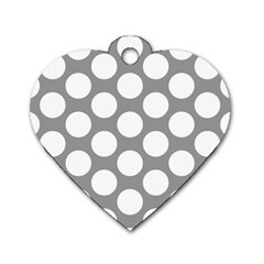 Grey Polkadot Dog Tag Heart (Two Sided) from ArtsNow.com Front
