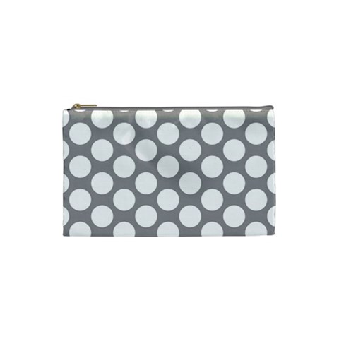 Grey Polkadot Cosmetic Bag (Small) from ArtsNow.com Front