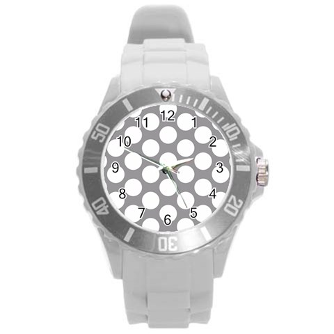 Grey Polkadot Plastic Sport Watch (Large) from ArtsNow.com Front