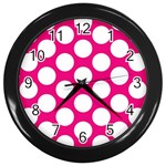 Pink Polkadot Wall Clock (Black)