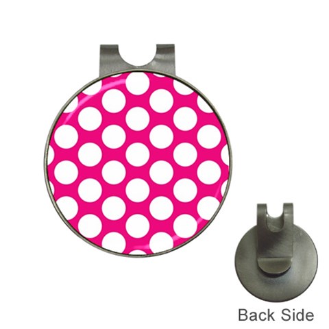 Pink Polkadot Hat Clip with Golf Ball Marker from ArtsNow.com Front