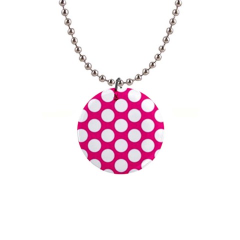 Pink Polkadot Button Necklace from ArtsNow.com Front