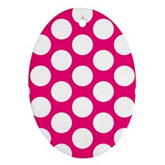 Pink Polkadot Oval Ornament (Two Sides) from ArtsNow.com Back