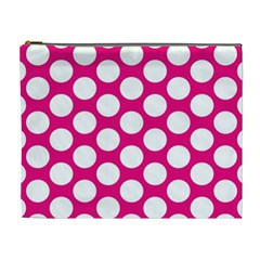 Pink Polkadot Cosmetic Bag (XL) from ArtsNow.com Front