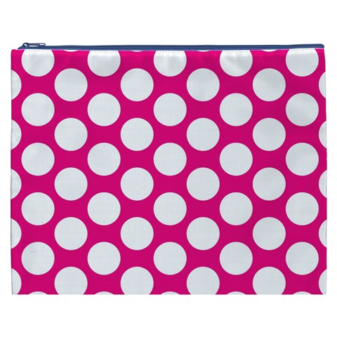 Pink Polkadot Cosmetic Bag (XXXL) from ArtsNow.com Front