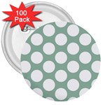 Jade Green Polkadot 3  Button (100 pack)