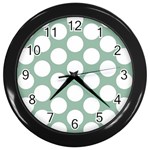 Jade Green Polkadot Wall Clock (Black)