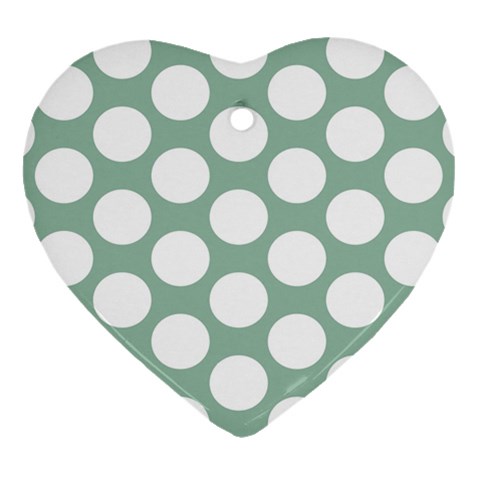Jade Green Polkadot Heart Ornament (Two Sides) from ArtsNow.com Back