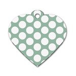 Jade Green Polkadot Dog Tag Heart (Two Sided)