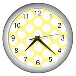 Yellow Polkadot Wall Clock (Silver)