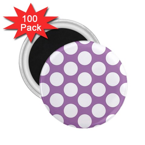 Lilac Polkadot 2.25  Button Magnet (100 pack) from ArtsNow.com Front