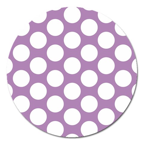 Lilac Polkadot Magnet 5  (Round) from ArtsNow.com Front