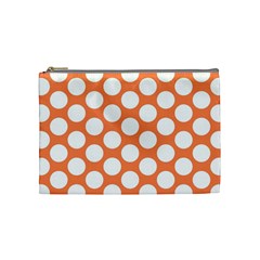 Orange Polkadot Cosmetic Bag (Medium) from ArtsNow.com Front