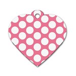 Pink Polkadot Dog Tag Heart (One Sided) 