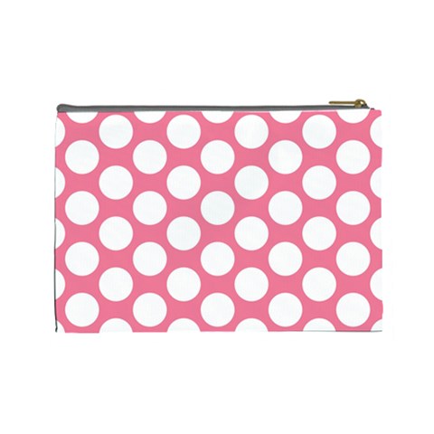 Pink Polkadot Cosmetic Bag (Large) from ArtsNow.com Back