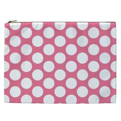 Pink Polkadot Cosmetic Bag (XXL) from ArtsNow.com Front