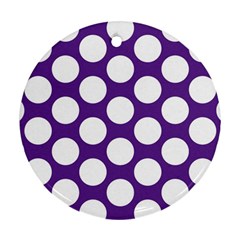 Purple Polkadot Round Ornament (Two Sides) from ArtsNow.com Back