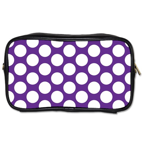 Purple Polkadot Travel Toiletry Bag (One Side) from ArtsNow.com Front